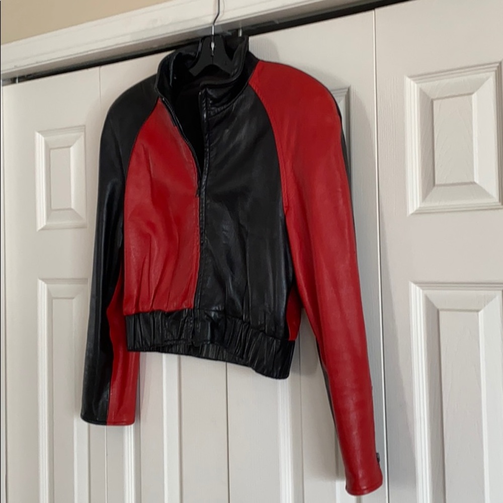 Red/black leather Jacket - Picture 2 of 8